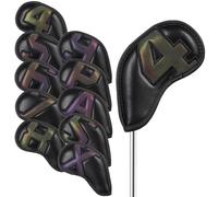 Craftsman Golf Magnetic Closure 10pcs/set Black Iron Headcover with Large Gradient Color No. on Both Sides