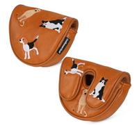 Craftsman Golf PU Leather Dog Embroidery Brown Cute Chocolate Lab Border Collie Beagle Mallet OZ 1 Putter Cover
