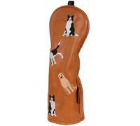 Craftsman Golf PU Leather Dog Embroidery Brown Hybrid Rescue Headcover Protector Cute Chocolate Lab Border Collie Beagle