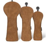 Craftsman Golf Rustic Vintage Brown Matte Soft Golf Headcover Head Cover Protector for Fairway Woods and Driver Hybrids