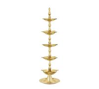 Craftsman Handmade Indian Heavy Brass 5 Steps Panchmahal Diya Lamp Engraved 5 in 1 Adjustable Dia