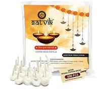 Craftsman Handmade Round Cotton Wicks Jyote Batti For Diwali Deepawali Puja Diya. Religious Akhand Oil Lamp. Hindu Mandir Pooja (500 PC)