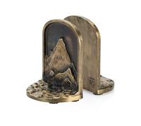 CRAFTSMAN ROAD Cast Iron Mountain Bookends Set, Antique Brass Book Ends, 2 Decorative Book Holders for Shelves or Bookcase, Stylish Brass, Non-Skid Anti-Slip Heavy Duty, Home Décor Gift