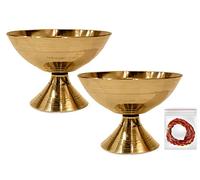 Craftsman Satvik 2 Pc Set of Brass Handmade Pyali Diya Ornamental Oil Lamp Deepak Payali Deepam Kutthu Vilakku Indian Housewarming Return Gift Item