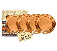 Craftsman Satvik 6 Pc Set of Pure Copper Pujan Prasad Bhog Thali Mandir Temple Indian Hindu Rituals Diwali Festive Kahnaji Bhog Plate Puja Indian Housewarming Gift Items Bulk