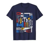 Craftsmen Hardware Tools Set Mechanic Engineer Handyman T-Shirt, Men, Navy Blue, Medium