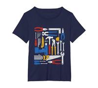 Craftsmen Hardware Tools Set Mechanic Engineer Handyman T-Shirt, Women's Plus, Navy Blue, 1X