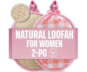 CraftsOfEgypt Natural Loofah Exfoliating Body - Eco Shower Sponge Bath Scrubber Pads Face Body Cleansing Wash Glove Organic Exfoliator for Adults Loofa Scrubber Pads Pack of 2, Colour Pink and Beige