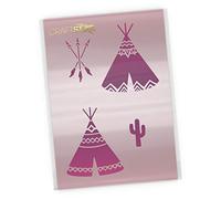 CraftStar Native American Teepee Stencil Set - Teepee, Arrows and Cactus Reusable Stencil