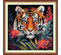 Craftstitch 11CT Stamped Cross Stitch Kits for Adults,Pre-Printed Pattern Easy Embroidery Kits for Beginner,DMC Threads Needlework-South China Tiger 50cm×50cm