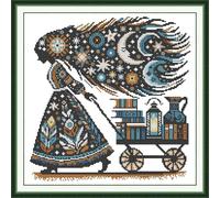 Craftstitch 11CT Stamped Cross Stitch Kits for Adults,Pre-Printed Pattern Easy Embroidery Kits for Beginner,DMC Threads Needlework-Knowledge is Power. 46cm×46cm
