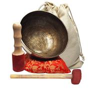 CRAFTSTRIBE 12" Large Hand Hammered Tibetan Carving Singing Bowl Meditation Healing Bowl With Mallet And Silk Cushion