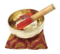 CRAFTSTRIBE 6.5" Handmade Crown Chatra Tibetan Singing Bowl Meditation Healing Bowl With Mallet And Silk Cushion