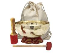 CRAFTSTRIBE 8" Handmade Crown Chatra Tibetan Singing Bowl Meditation Healing Bowl With Mallet And Silk Cushion