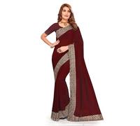 CRAFTSTRIBE Art Silk Heavy Zari Embroidery Work Maroon Color Sarees For Women With Blouse Piece