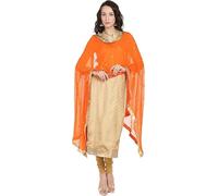 CRAFTSTRIBE Embroidered Chiffon Dupatta with Gold Polka Dots and Golden Border - 2.5 Meter Lightweight Ethnic Wear Accessory for Women