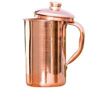 CRAFTSTRIBE Handcrafted Pure Copper Water Jug with Lid - 100% Pure Copper Pitcher for Home & Office And Gifting 1.5L Capacity