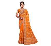 CRAFTSTRIBE Women's Black Art Silk Sari with Zari Embroidery Work & Blouse Piece - Traditional Indian Bollywood Saree