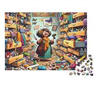 Craftswoman in Chaos 1000 Piece Puzzles Beautiful View Clutter Shop Lady Wall Decoration Educational Game Gifts Puzzles for Adults Jigsaw Puzzles for Adults 70x50cm/1000pcs
