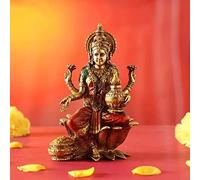 craftvatika Lakshmi Devi Idol Statue for Home Puja Goddess Laxmi Idols Showpiece for Temple Pooja Room Diwali Decoration Gifts for Family Friends Corporate Client Mother Father