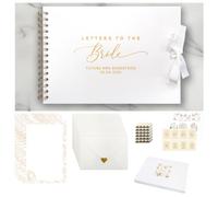 Craftwalla® Letters to the Bride Complete Gift Set - Personalised White Scrapbook Gold Foil, Gift Box, 20 Envelopes, 25 Writing Sheets, Bridal Stickers & Photo Corners