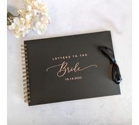 Craftwalla® Letters to the Bride Scrapbook - Personalised Wedding Keepsake Book with Foil Embellishment - Bridal Shower Gift, Bridesmaid Gift, Hen Party Memory Book (A4) (Black Cover/Rose Gold Text)