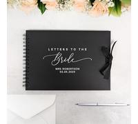 Craftwalla® Letters to the Bride Scrapbook - Personalised Wedding Keepsake Book with Foil Embellishment - Bridal Shower Gift, Bridesmaid Gift, Hen Party Memory Book (A4) (Black Cover/Silver Text)