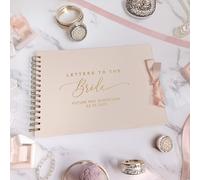 Craftwalla® Letters to the Bride Scrapbook - Personalised Wedding Keepsake Book with Foil Embellishment - Bridal Shower Gift, Bridesmaid Gift, Hen Party Memory Book (A4) (Pink Cover/Gold Text)