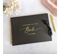 Craftwalla® Letters to the Bride Scrapbook - Personalised Wedding Keepsake Book with Foil Embellishment - Bridal Shower Gift, Bridesmaid Gift, Hen Party Memory Book (A4) (Black Cover/Gold Text)