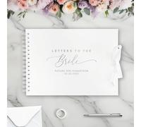 Craftwalla® Letters to the Bride Scrapbook - Personalised Wedding Keepsake Book with Foil Embellishment - Bridal Shower Gift, Bridesmaid Gift, Hen Party Memory Book (A4) (White Cover/Silver Text)