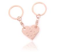 CraftWerk Key Ring Heart Set of 2 with Magnetic Binding - Building Block Pendant with Gift Box for Valentine's Day, Christmas or Birthday, rosé, 1,9 x 3 cm