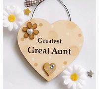 Craftworks Originals Greatest Great Aunt spotty dotty wooden keepsake gift heart