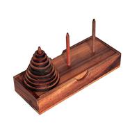 Crafty Artisan Tower of Hanoi - 9 ring set - Brain teaser puzzle for Adults & Kids - Strategic thinking table game - Pagoda 9 Ring wooden travel set
