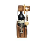 Crafty Artisan - Wine Bottle Lock Puzzle - Wooden IQ Brain Teaser for Adults - Fun Gift for Men or Women