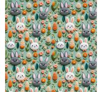 Crafty by Chatham Glyn 3D Easter Bunnies Printed Cotton Fabric 140cm Wide Crafty 100% Cotton Digital Printed Fabric for Crafting, Patchwork & Dressmaking