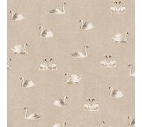 Crafty By Chatham Glyn Swans Cotton-Rich Linen-Look Fabric 80% Cotton 20% Polyester 140cm Wide Crafty Cottons for Crafting, Dressmaking, Home Décor