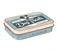 Nostalgic-Art Retro Treat Tin, 6 x 9.5 x 2 cm, Paw Sign - Dog Treats Blue - Gift Idea for Dog Owners, Dog Treat Tin, Vintage Design
