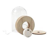 Crafty Capers 18cm Tall Plastic Bell Jar Cloche on Wooden Stand with LED Fairy Lights