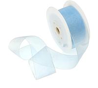 Crafty Capers 25m Light Blue 40mm Wide Woven Edge Organza Ribbon | For Crafts