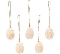 Crafty Capers 5 Natural Untreated Wooden Hanging Easter Eggs with Cords - 3cm Tall