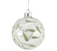 Crafty Capers Lovely Mistletoe | Glass Glittered Christmas Tree Bauble | 8cm | Gisela Graham