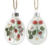 Crafty Capers Strawberries & Ladybird | Glass Egg | Easter Tree Decoration | Gisela Graham
