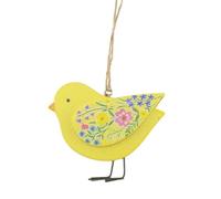 Crafty Capers Yellow Floral Chick | Hanging Easter Wooden Decoration 7cm Wide | Gisela Graham
