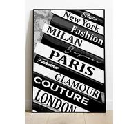 Crafty Little Penguin Black & White Book Stack Fashion Print Art Unframed A6 A5 A4 A3 A2 Fashion Beauty Classic Book Stack Fashion - 150A (A6-105 x 148 mm)