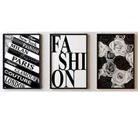 Crafty Little Penguin Set of 3 Black & White fashion Prints Art Unframed A6 A5 A4 A3 A2 Beauty Classic Book Stack Floral - 150 (A3-297 x 420 mm)