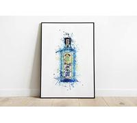 Crafty Little Penguin Watercolour Splash Blue Gin Bottle Print Art A5 A4 A3 A2 A1 Maxi Home Decor Fashion Beauty Classic - 5011 (A3-297 x 420 mm)