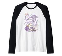 Crafty Queen Yarn and Paws Cat Lover Knitting Design Raglan Baseball Tee