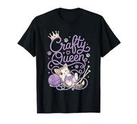 Crafty Queen Yarn and Paws Cat Lover Knitting Design T-Shirt
