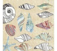 Crafty Things 4 x Paper Napkins -Clams in the Sand - Ideal for Decoupage/Napkin Art