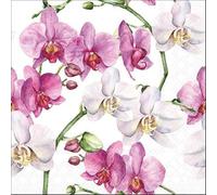 Crafty Things 4 x Paper Napkins - Elegant Orchids White - Ideal for Decoupage/Napkin Art